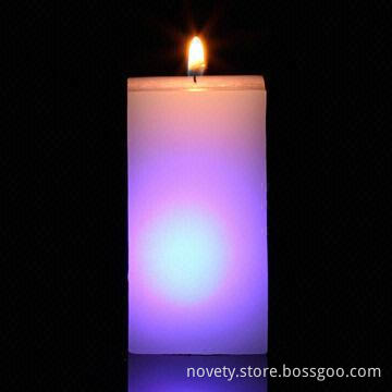 LED Rectangular Candle, Real Smokeless Wax Candles Really Change Colors when Lit